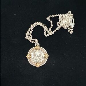 Brighton Madonna and Child Silver and Gold Medallion Necklace